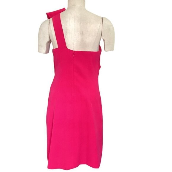 Adrianna Papell One Shoulder Dress Sz 6 Pink #196D - Picture 6 of 12